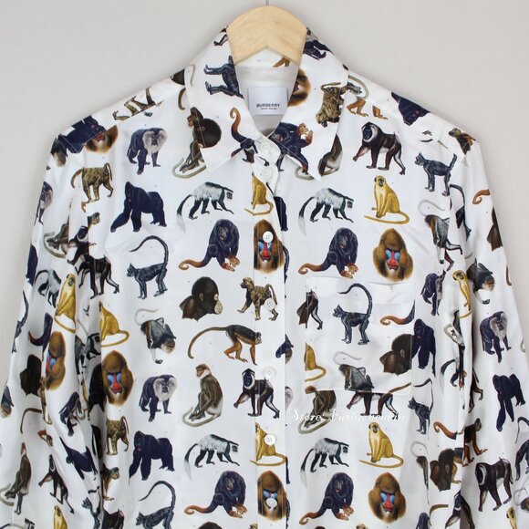 NWT Burberry Monkey Zoo Silk Button Shirt - Picture 10 of 16